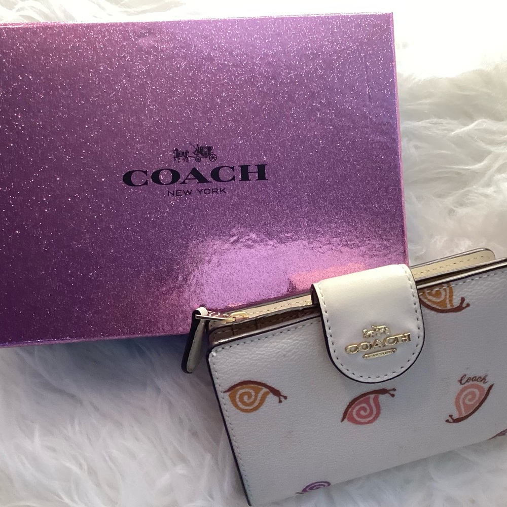 Coach Medium Corner Zip Wallet with Cute, unique snail design